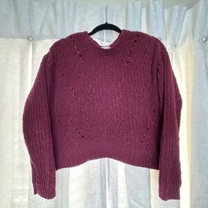 SO Women's Deep Burgundy Crew Neck Sweater